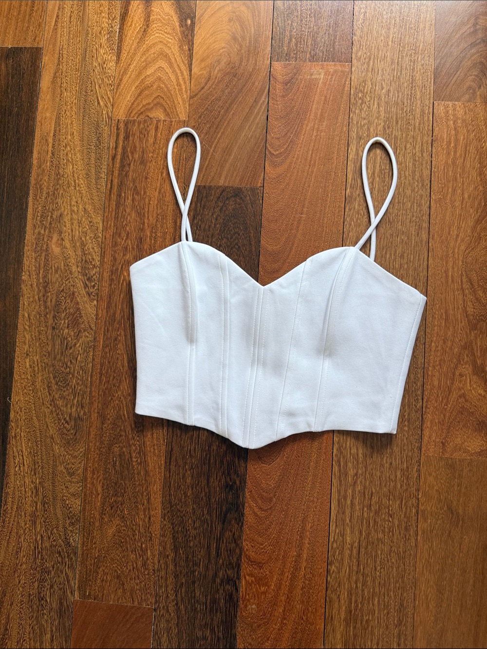 Zara White Cropped Bustier with Thin Straps